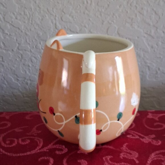 St. Nicholas Square Tan Ceramic Holiday Cat Themed Coffee Mug - Picture 3 of 10